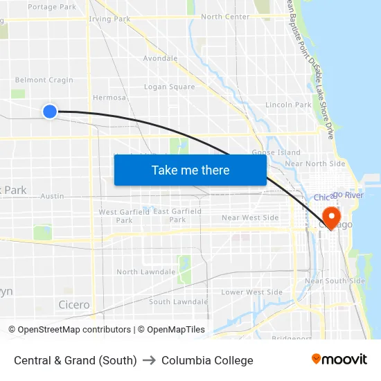Central & Grand (South) to Columbia College map