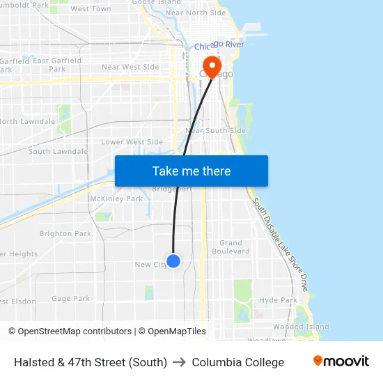 Halsted & 47th Street (South) to Columbia College map