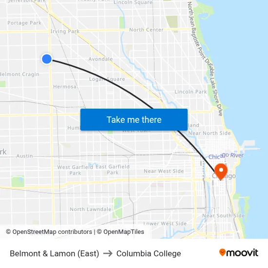 Belmont & Lamon (East) to Columbia College map