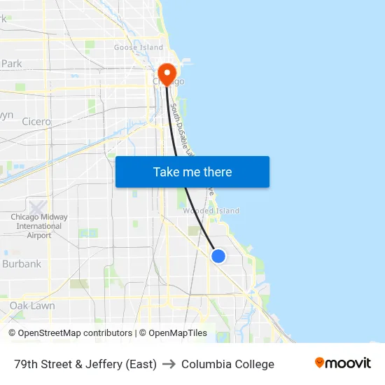 79th Street & Jeffery (East) to Columbia College map