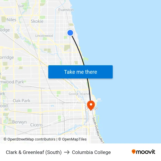 Clark & Greenleaf (South) to Columbia College map