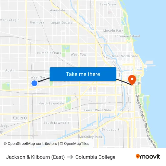 Jackson & Kilbourn (East) to Columbia College map