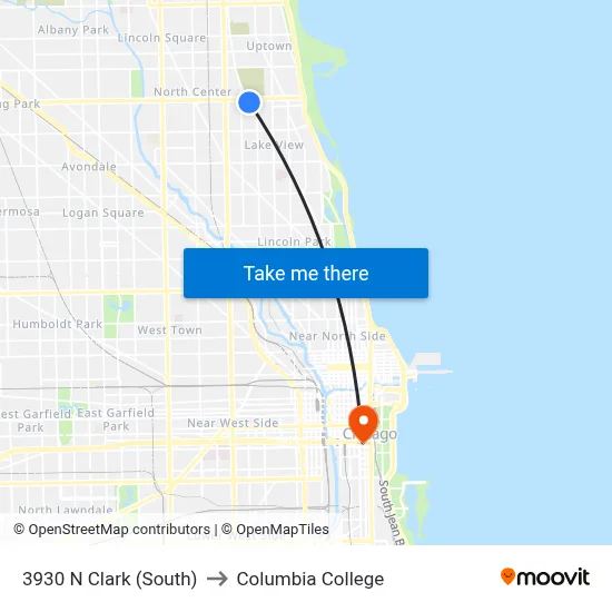 3930 N Clark (South) to Columbia College map