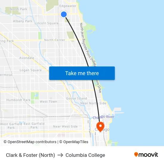 Clark & Foster (North) to Columbia College map