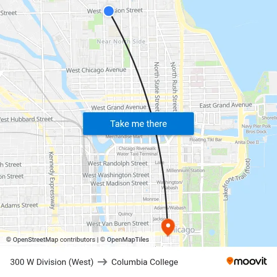 300 W Division (West) to Columbia College map
