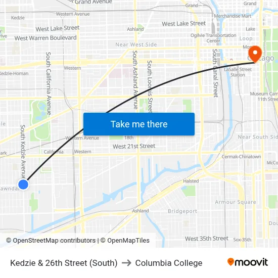 Kedzie & 26th Street (South) to Columbia College map