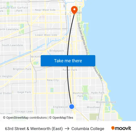 63rd Street & Wentworth (East) to Columbia College map