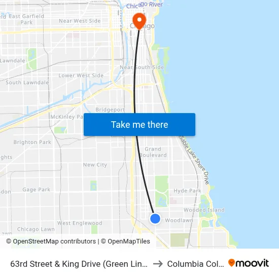 63rd Street & King Drive (Green Line) (East) to Columbia College map