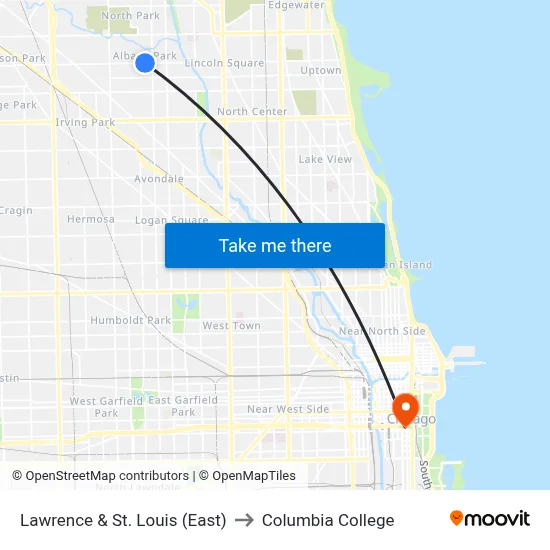 Lawrence & St. Louis (East) to Columbia College map