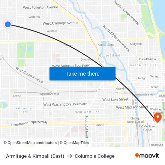 Armitage & Kimball (East) to Columbia College map