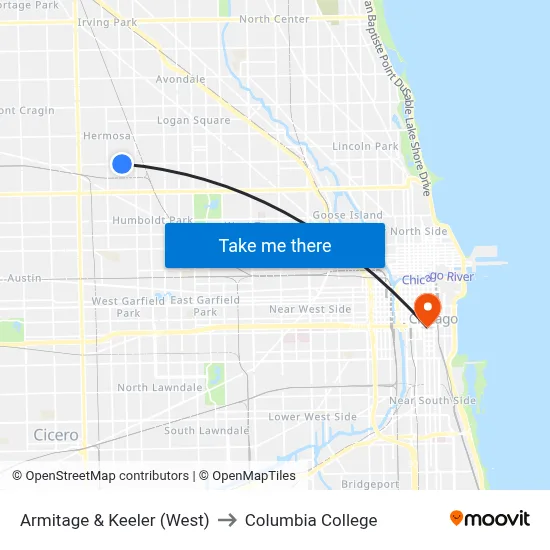 Armitage & Keeler (West) to Columbia College map