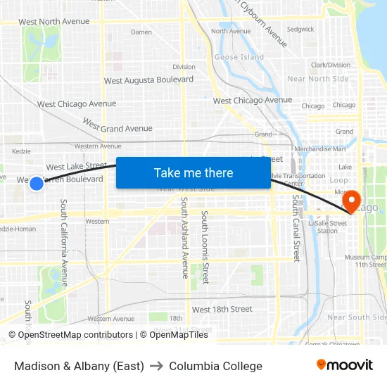 Madison & Albany (East) to Columbia College map