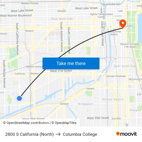 2800 S California (North) to Columbia College map