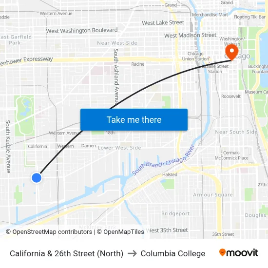 California & 26th Street (North) to Columbia College map