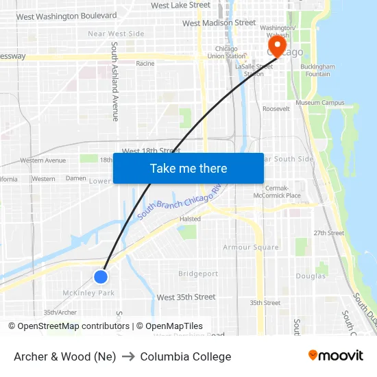 Archer & Wood (Ne) to Columbia College map