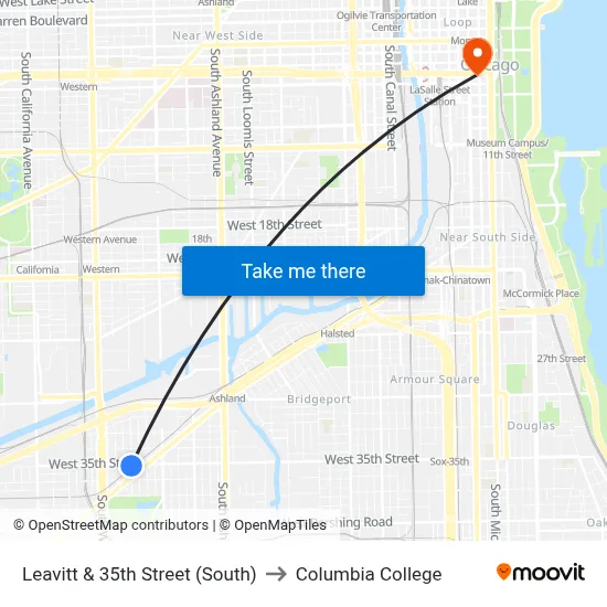 Leavitt & 35th Street (South) to Columbia College map