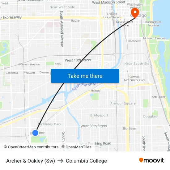Archer & Oakley (Sw) to Columbia College map