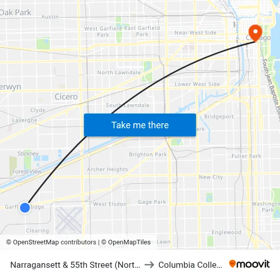Narragansett & 55th Street (North) to Columbia College map