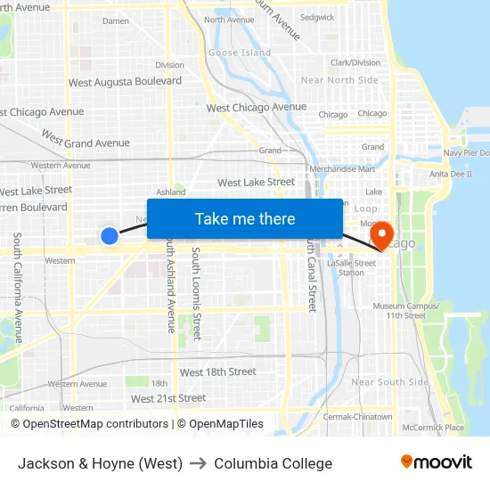 Jackson & Hoyne (West) to Columbia College map