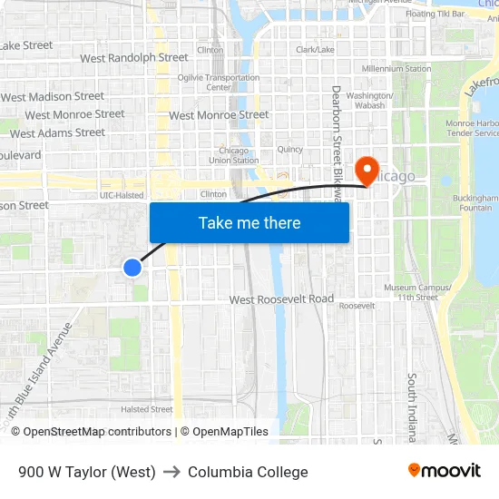 900 W Taylor (West) to Columbia College map