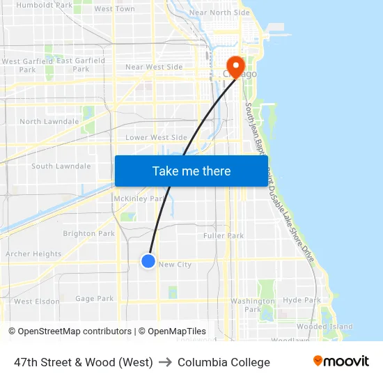 47th Street & Wood (West) to Columbia College map