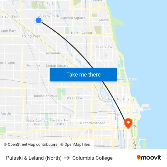 Pulaski & Leland (North) to Columbia College map