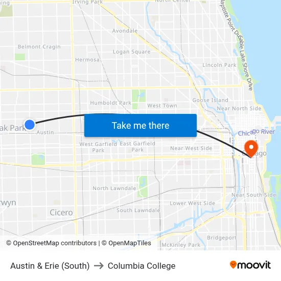 Austin & Erie (South) to Columbia College map