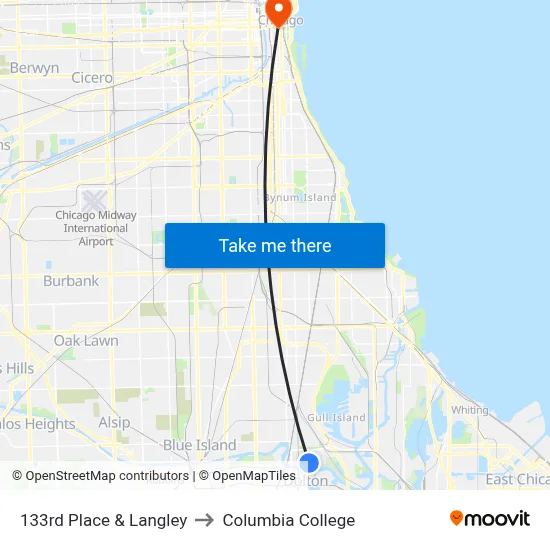 133rd Place & Langley to Columbia College map