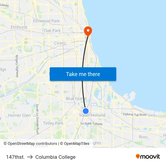 147thst. to Columbia College map