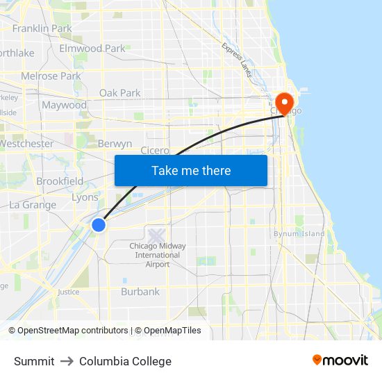 Summit to Columbia College map