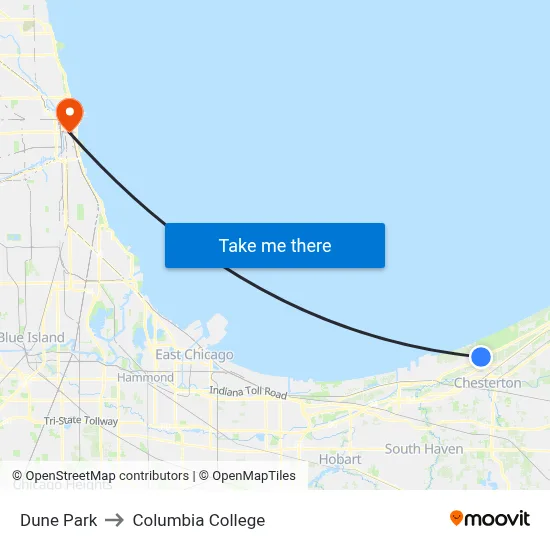 Dune Park to Columbia College map