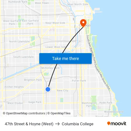 47th Street & Hoyne (West) to Columbia College map
