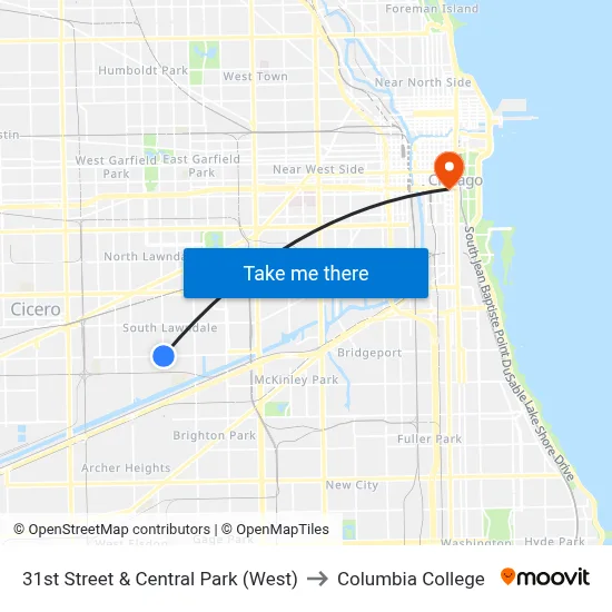 31st Street & Central Park (West) to Columbia College map