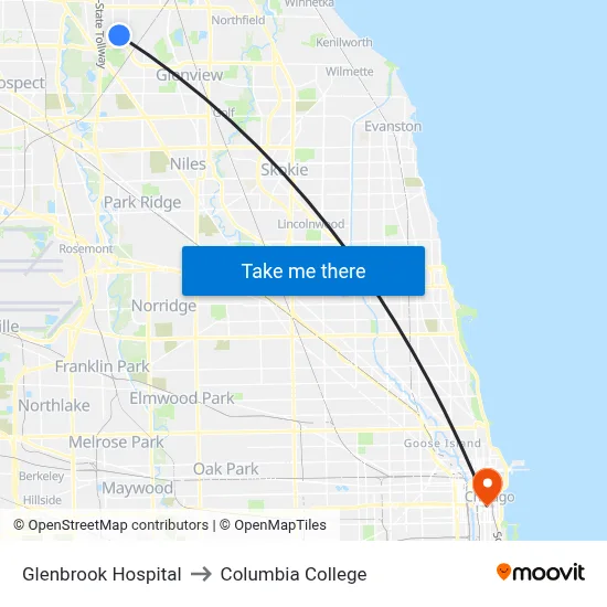 Glenbrook Hospital to Columbia College map