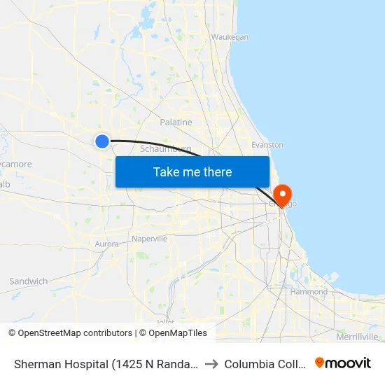 Sherman Hospital (1425 N Randall Rd) to Columbia College map