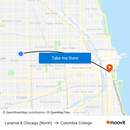 Laramie & Chicago (North) to Columbia College map