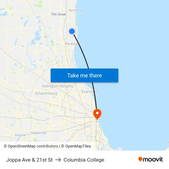 Joppa Ave & 21st St to Columbia College map