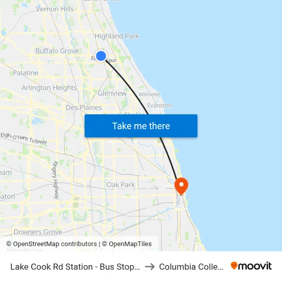Lake Cook Rd Station - Bus Stop A to Columbia College map