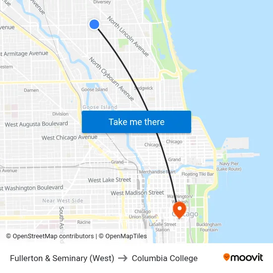 Fullerton & Seminary (West) to Columbia College map