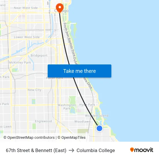 67th Street & Bennett (East) to Columbia College map