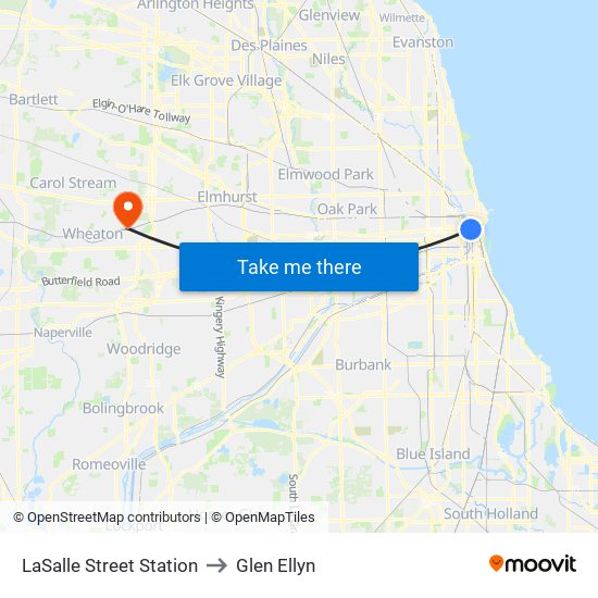 LaSalle Street Station to Glen Ellyn map