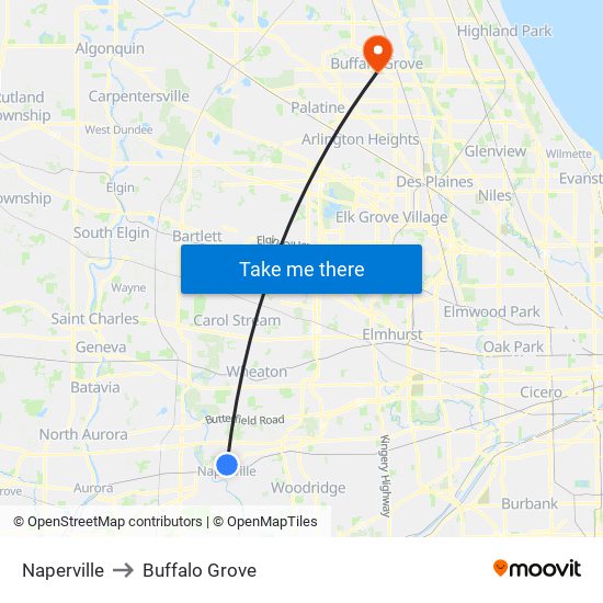 Naperville to Buffalo Grove map