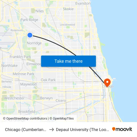 Chicago (Cumberland Farms) to Depaul University (The Loop Campus) map