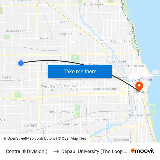 Central & Division (North) to Depaul University (The Loop Campus) map