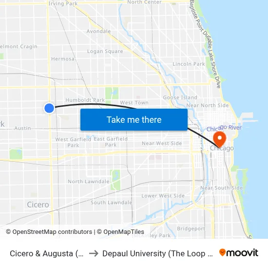Cicero & Augusta (South) to Depaul University (The Loop Campus) map