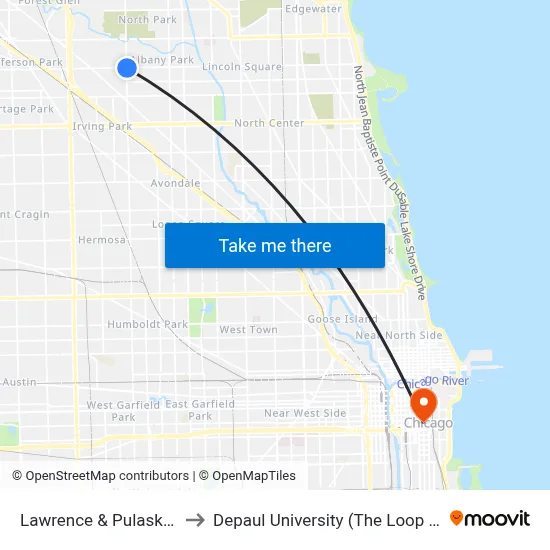 Lawrence & Pulaski (East) to Depaul University (The Loop Campus) map