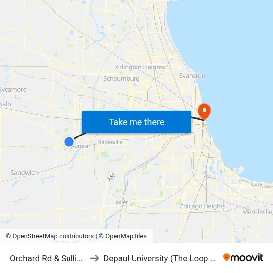 Orchard Rd & Sullivan Rd to Depaul University (The Loop Campus) map