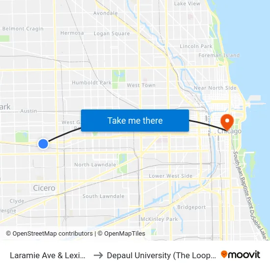 Laramie Ave & Lexington St to Depaul University (The Loop Campus) map