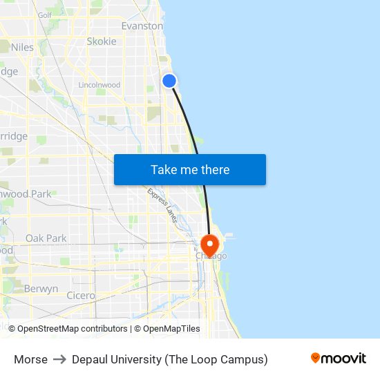 Morse to Depaul University (The Loop Campus) map