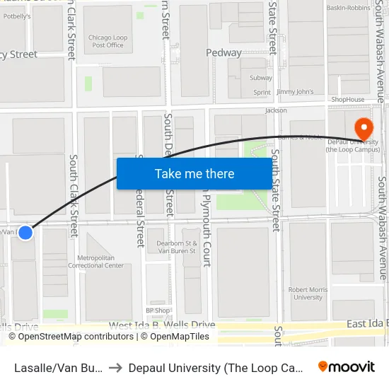 Lasalle/Van Buren to Depaul University (The Loop Campus) map